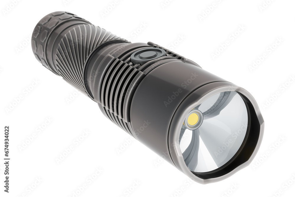 Poster small flashlight, led flashlight. 3d rendering isolated on transparent background