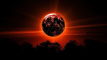 Red moon, on a black background. Elements of this image furnished NASA. High quality photo - obrazy, fototapety, plakaty