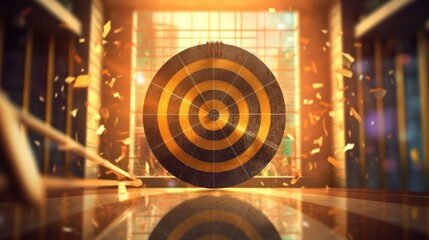 Clean design of a target with arrows hitting the bul  AI generated illustration