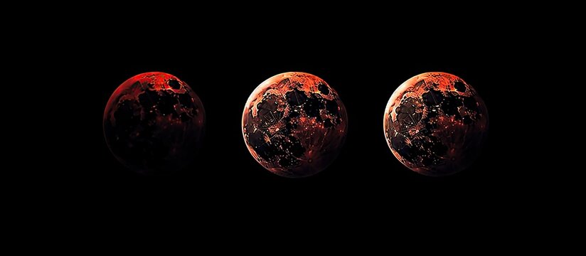 Red moon, on a black background. Elements of this image furnished NASA. High quality photo