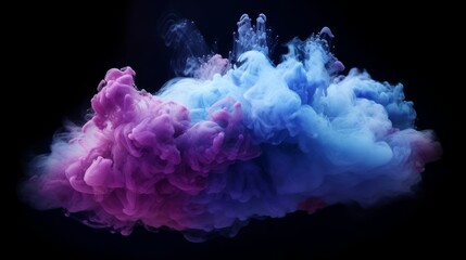 Fototapeta premium Neon blue and purple multicolored smoke puff cloud AI generated illustration
