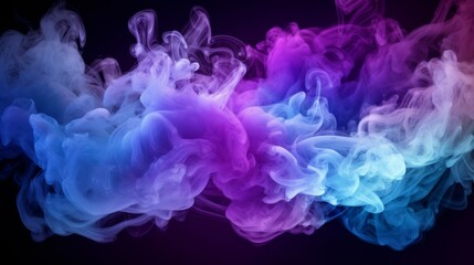 Obraz premium Neon blue and purple multicolored smoke puff cloud AI generated illustration