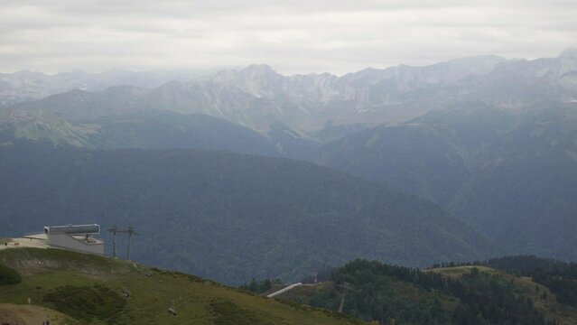 landscape of green mountains, sochi, rosa khutor