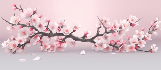 Cherry tree blossom. April floral nature and spring sakura blossom on soft pink background. Banner for 8 march, Happy Easter with place for text. Springtime concept. Top view. Flat lay
