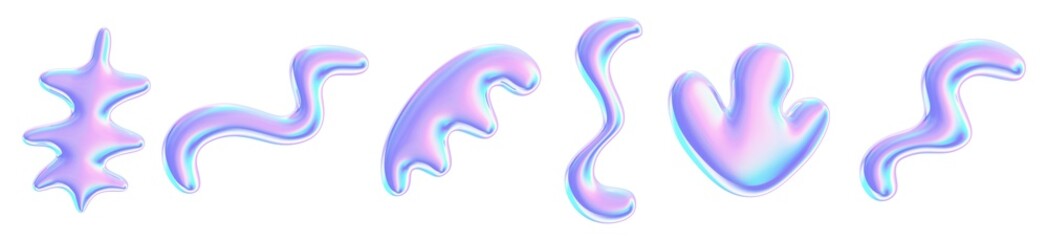 Holographic liquid y2k shape. - obrazy, fototapety, plakaty