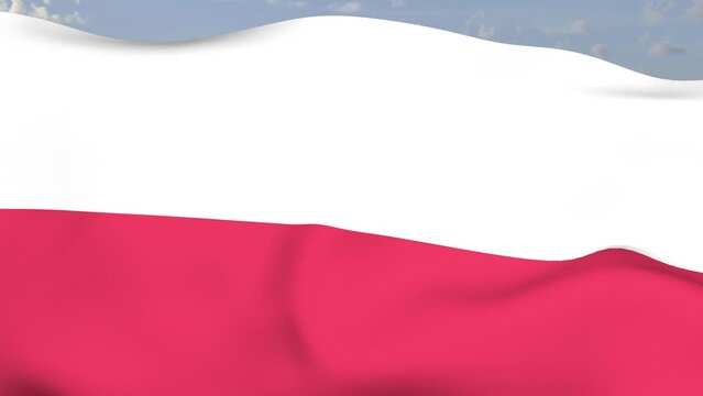 Loop der Poland Fahne wehend im Wind als Nahaufnahme 4K