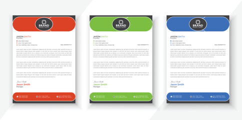 Obraz premium Modern & Creative Corporate Business style letterhead design bundle for your project. Clean and professional corporate company business letterhead template with color variation bundle.