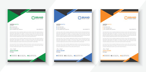 Modern & Creative Corporate Business style letterhead design bundle for your project. Clean and professional corporate company business letterhead template with color variation bundle.