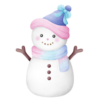 Cute pastel Christmas snowman illustration