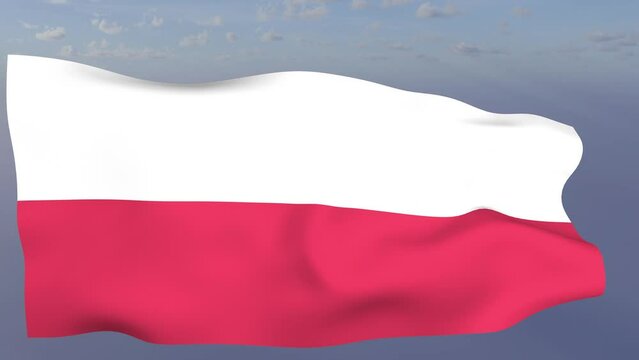 Loop der Poland Fahne wehend im Wind als Nahaufnahme 4K