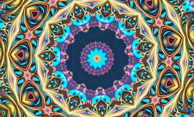 Abstract kaleidoscope background. Beautiful multicolor kaleidoscope texture. Unique mandala design.
