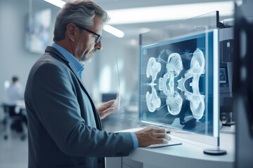 A scientist doctor prints on a 3d printer.