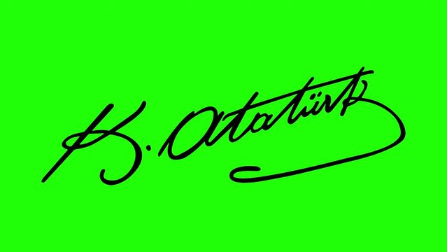 Animated Atat&uuml;rk signature with green screen