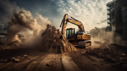 A bulldozeclearing a site foconstruction  AI generated illustration