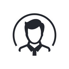 Male icon. User symbol of man in business suit. Vector illustration