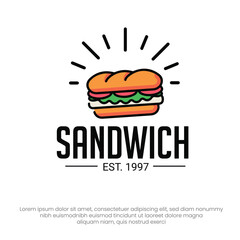 Sandwich Logo Design Vector Template, Food, Burger, Lunch Vector Template