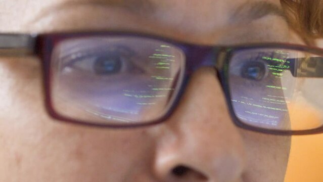 Hacker woman close-up.