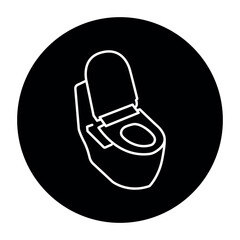 Toilet smart black line icon. Smart home technology.