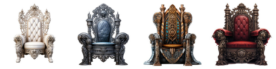 Throne chair  Hyperrealistic Highly Detailed Isolated On Transparent Background Png File
