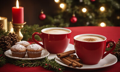 Obraz na płótnie Canvas A Cozy Christmas Coffee Break