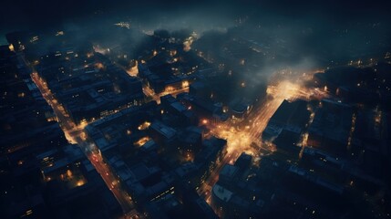 Obraz premium An aerial view of a city at night