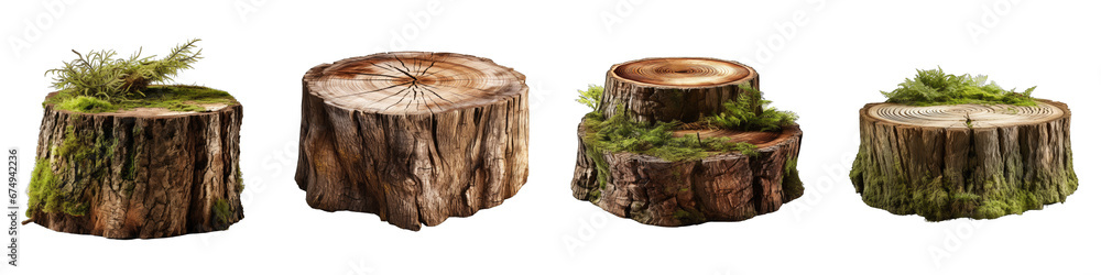 Wall mural Tree trunk wood podium  Hyperrealistic Highly Detailed Isolated On Transparent Background Png File - Wall murals