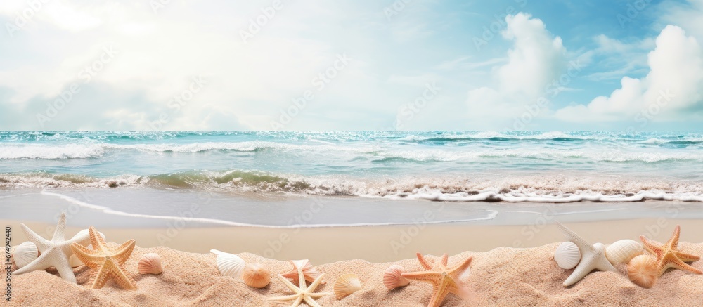 Poster the beautiful background of the beach is enriched with a pattern of mesmerizing textures where the i