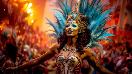 Cercles muraux Carnaval Person dancer in costume at Carnival of Rio de Janeiro 