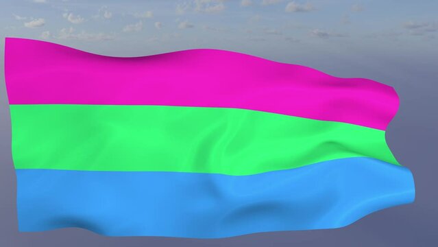 Loop der Pride Polysexuality Fahne wehend im Wind als Nahaufnahme 4K	
