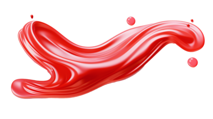 red paint liquid splash isolated against transparent background