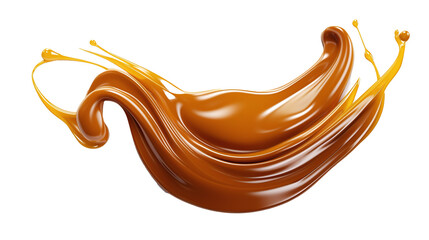 chocolate brown liquid sweet melted chocolade splash isolated against transparent background