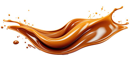 chocolate brown liquid sweet melted chocolade splash isolated against transparent background