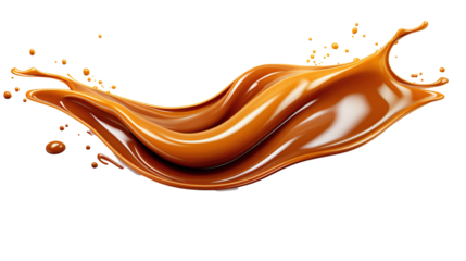 chocolate brown liquid sweet melted chocolade splash isolated against transparent background