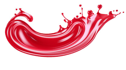red paint liquid splash isolated against transparent background - obrazy, fototapety, plakaty
