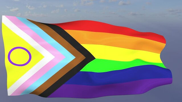 Loop der Pride LGBTQIA+ Fahne wehend im Wind als Nahaufnahme 4K