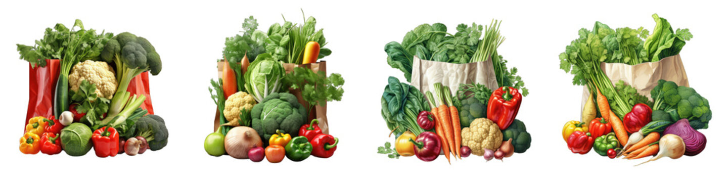 Vegetables in a paper bag  Hyperrealistic Highly Detailed Isolated On Transparent Background Png File