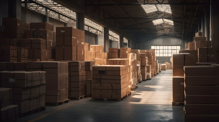 Well-organized storage space filled with parcels and packages, highlighting the efficient handling and distribution of goods.