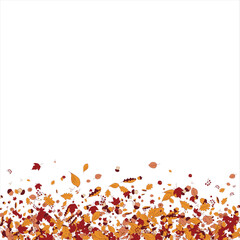 October Vector Background with Golden Falling Leaves. Autumn Illustration with Maple Red, Orange, Yellow Foliage. Transparent Background. Vector illustration