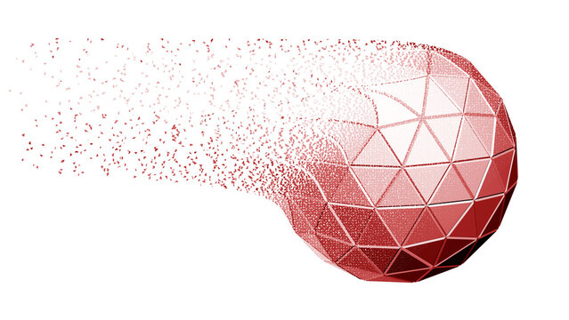 Scuttering ball isolated on white background. 3d illustration.