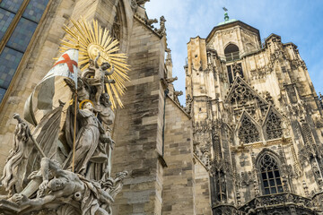 Vienna, Austria. Statue of St. Joanni da Capistrano at Stephansdom Cathedral in Vienna, Austria