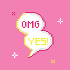 Isolated pixel speech bubble with a cartoon expression Vector