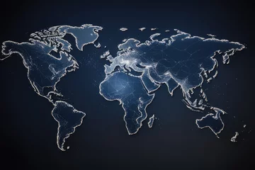 Store enrouleur Carte du monde global network connection world map asia continent point line worldwide information technology dat