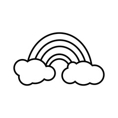rainbow and clouds computing icon. Black linear symbols on a white background. Editable stroke. Gay Pride or LGBT Happy Pride Month sticker design