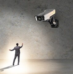 Cameras wathing man in spying concept