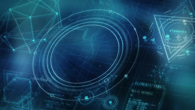 Virtual space with animated infographics about DNA.