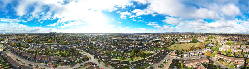 High Angle Beautiful Panoramic View of North Luton Leagrave Town of England UK During Mostly sunny...