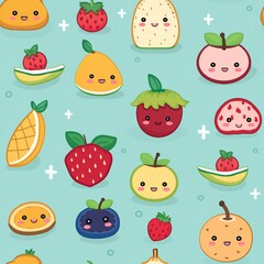 Kawaii Fruits and Desserts Pattern