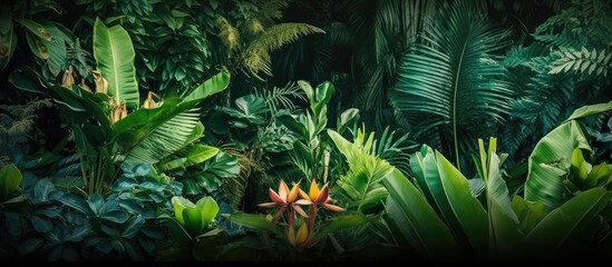 In the vibrant summer garden the lush green leaves of tropical plants added a beautiful pop of color creating a refreshing atmosphere that showcased the healthy and vibrant environment while