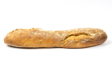 baguette de pain, en gros plan, isolé sur un fond blanc