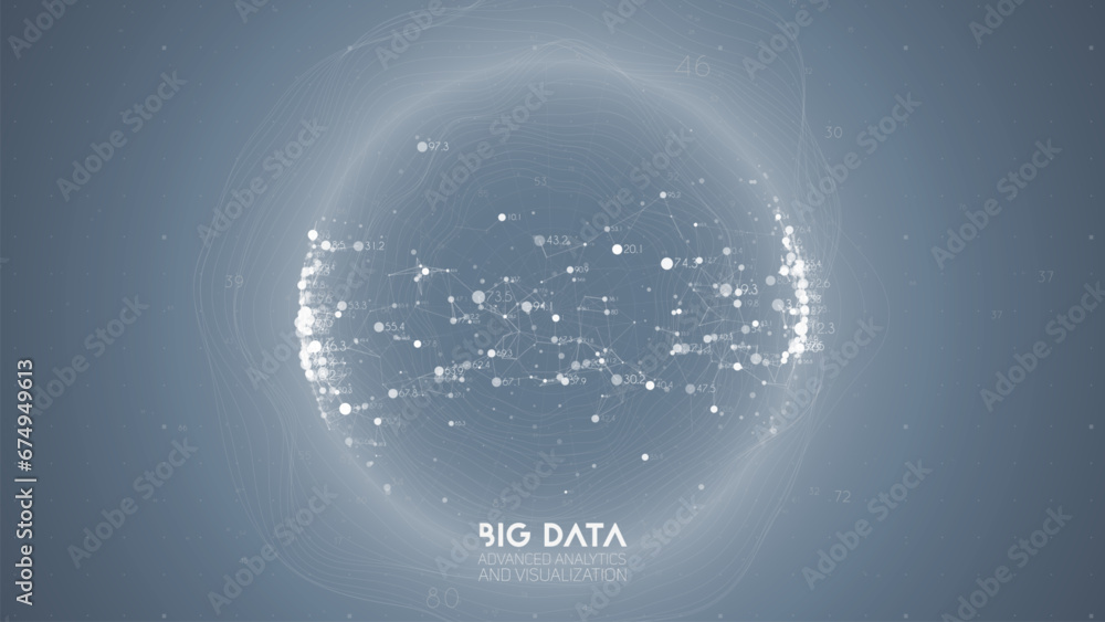 Poster Big data visualization. Futuristic infographic. Information aesthetic design. Visual data complexity. Complex data threads graphic visualization. Abstract data graph.